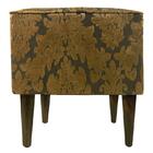 Pufe Milão Urby Jacquard Brocado Dourado Pés Palito