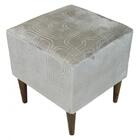 Pufe Milão Villany Veludo Brocado Caqui Pés Palito