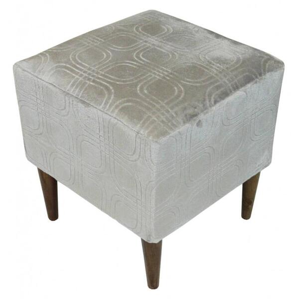 Pufe Milão Villany Veludo Brocado Caqui Pés Palito