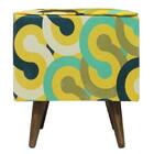 Pufe Modena Círculos Unidos Amarelo Pé Palito Inclinado