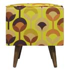 Pufe Modena Suprema Flor Geométrica Pé Palito Inclinado