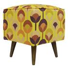 Pufe Modena Suprema Flor Geométrica Pé Palito Inclinado