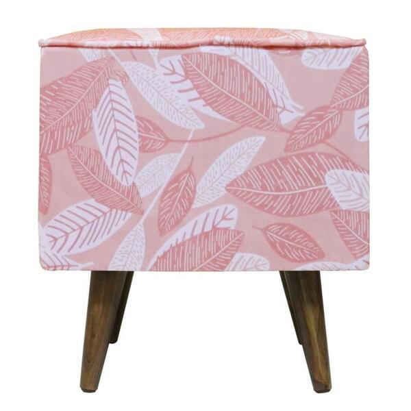 Pufe Modena Suprema Ocular Folhas Rosa Pé Palito Inclinado