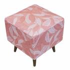 Pufe Modena Suprema Ocular Folhas Rosa Pé Palito Inclinado