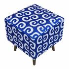 Pufe Modena Suprema Ondas Azul Pé Palito Inclinado