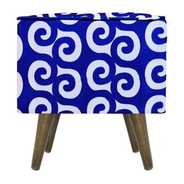 Pufe Modena Suprema Ondas Azul Pé Palito Inclinado