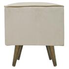 Pufe Quadrado Em Suede Marfim Pé Palito Inclinado