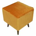 Pufe Veludo Relevo Dourado Pé Palito Inclinado