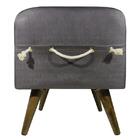 Pufe Virginia Factor Cinza Com Bolso Pé Palito Inclinado