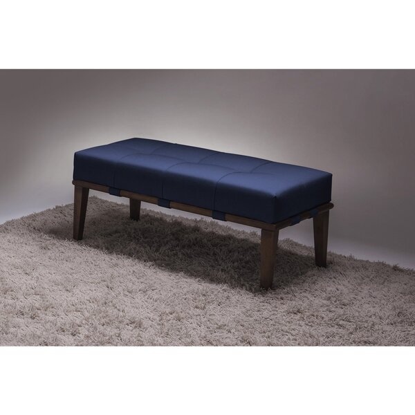 Puff 100cm Pés Imbuia Livia Moderno Azul