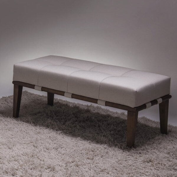 Puff 100cm Pés Madeira Livia Sofáni Bege