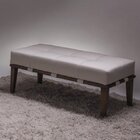 Puff 100cm Pés Madeira Livia Sofáni Bege/imbuia