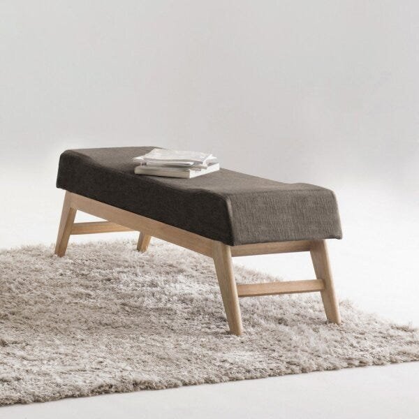 Puff 100cm Veludo Requadro Natural Horus  Marrom/imbuia