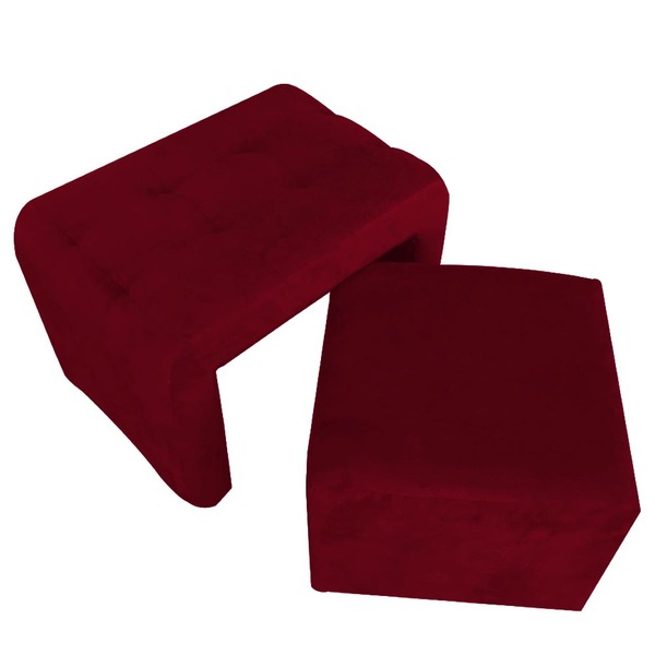 Puff 2 Em 1 Brenda Suede Marsala - D'classe Decor