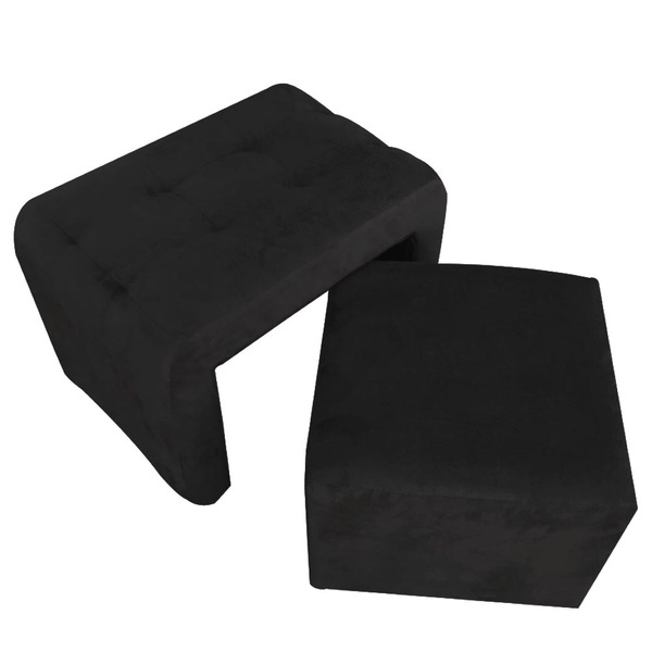 Puff 2 Em 1 Brenda Suede Preto  - D'classe Decor