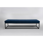 Puff 2 Lugares Giulia 160cm Sfn Veludo Azul Requadro Preto