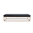 Puff 2 Lugares Giulia 160cm Sfn Veludo Cinza Requadro Bronze