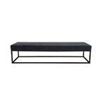 Puff 2 Lugares Giulia 160cm Sfn Veludo Cinza Requadro Preto