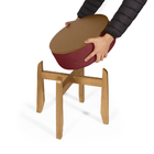 Puff  Estofado Vira Mesa Redondo New Liz Em Madeira Bordô - S