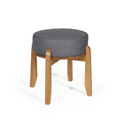 Puff  Estofado Vira Mesa Redondo New Liz Em Madeira Cinza - S