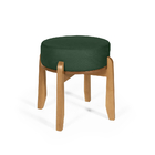Puff  Estofado Vira Mesa Redondo New Liz Em Madeira Verde - S
