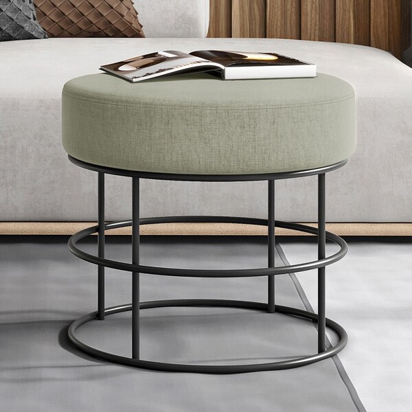 Puff Anunciação Preto/linho Bege - Mais Decor