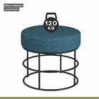 Puff Anunciação Preto/linho Jeans Azul - Mais Decor