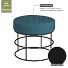 Puff Anunciação Preto/linho Jeans Azul - Mais Decor