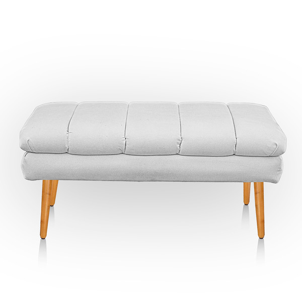 Puff Aparador Estofado Italy Decorativo Veludo Branco