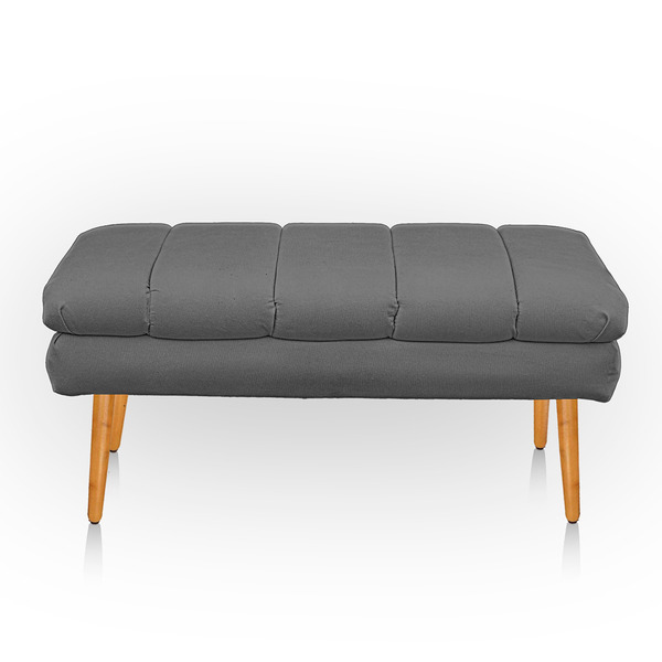 Puff Aparador Estofado Italy Decorativo Veludo Cinza Chumbo