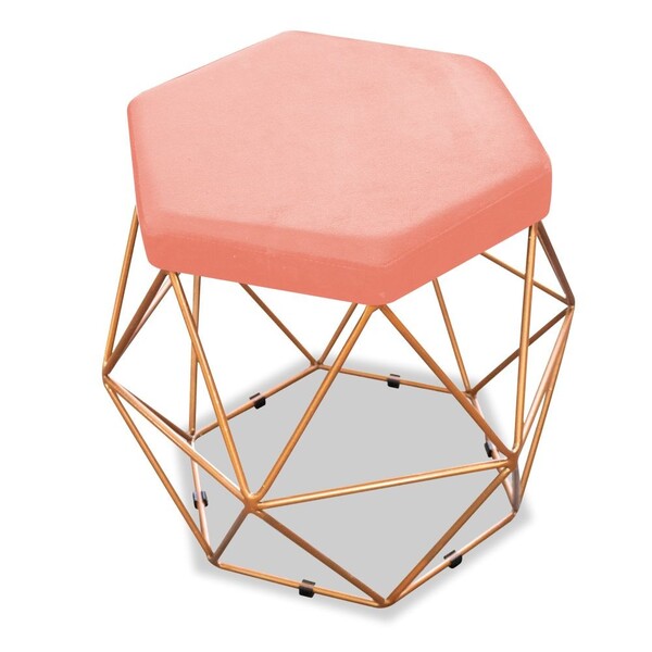 Puff Aramado Bruna Suede Coral - Amarena Móveis