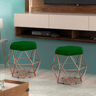 Puff Aramado Cronos Suede Verde Esmeralda Base Bronze Bnn Dec