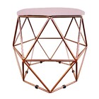 Puff Aramado Hexagono Decorativo Industrial Cobre Com Suede -