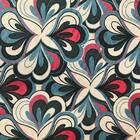 Puff Aramado Hexágono Estampado Floral Vermelho E Azul Base P