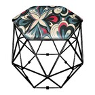 Puff Aramado Hexágono Estampado Floral Vermelho E Azul Base P