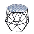 Puff Aramado Hexágono Estampado Geométrico Verde D04 Base Pre