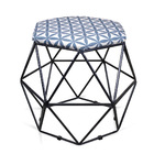 Puff Aramado Hexágono Estampado Geométrico Verde D04 Base Pre