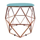 Puff Aramado Hexágono Suede Base Bronze - D'rossi - Azul Turq