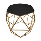 Puff Aramado Hexágono Suede Base Dourado - D'rossi - Preto