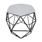 Puff Aramado Hexágono Suede Base Preto - D'rossi - Cinza