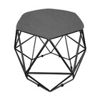Puff Aramado Hexágono Suede Base Preto - D'rossi - Grafite
