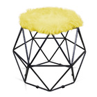 Puff Aramado Hex?gono Pelucia Amarelo Base Preto - D'rossi