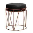 Puff Aramado Polo Corino Preto Base Bronze Bnn Decor