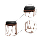 Puff Aramado Polo Corino Preto Base Bronze Bnn Decor