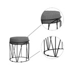 Puff Aramado Polo Linho Cinza Base Preta Bnn Decor