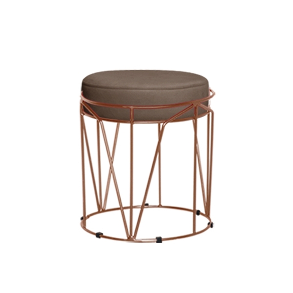 Puff Aramado Polo Suede Mascavo Base Bronze  Bnn Decor