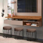 Puff Aramado Polo Suede Mascavo Base Preta Bnn Decor