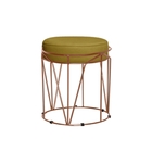 Puff Aramado Polo Suede Mostarda Base Bronze Bnn Decor