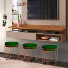 Puff Aramado Polo Suede Verde Esmeralda Base Bronze Bnn Decor