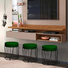 Puff Aramado Polo Suede Verde Esmeralda Base Preta